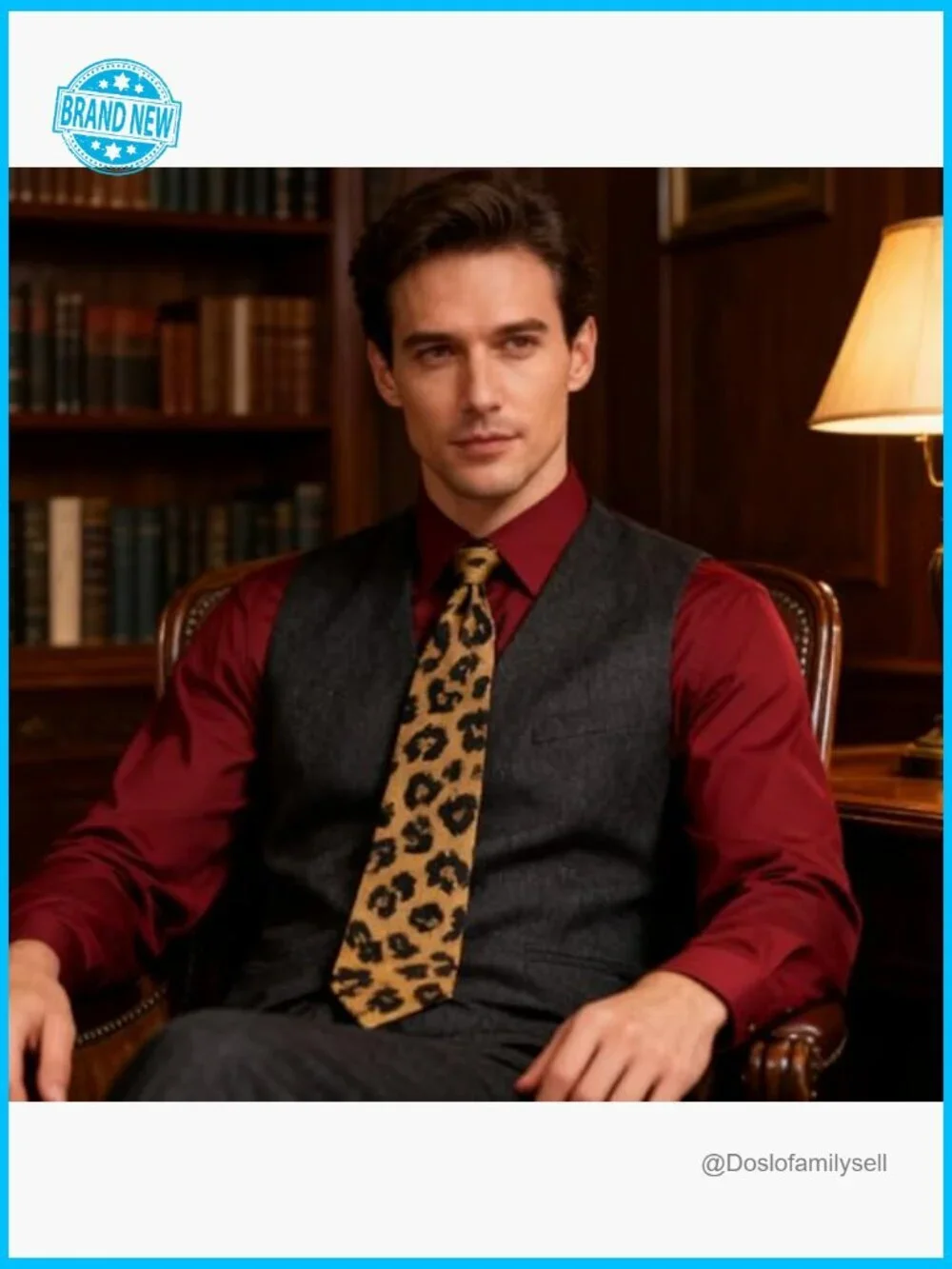 Classic Leopard Print Skinny Tie Formal Wedding Party Elegant Menswear